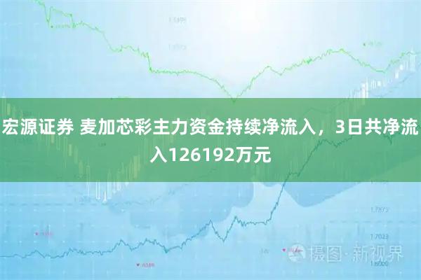 宏源证券 麦加芯彩主力资金持续净流入，3日共净流入126192万元